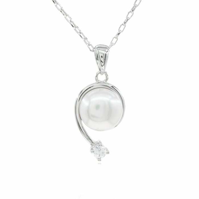 Mayfer,Collar de plata .925 modelo de perla en forma de signo de interrogación - Plateado. - Imagen 2