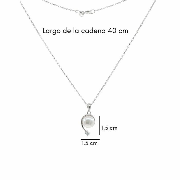 Mayfer,Collar de plata .925 modelo de perla en forma de signo de interrogación - Plateado. - Imagen 4
