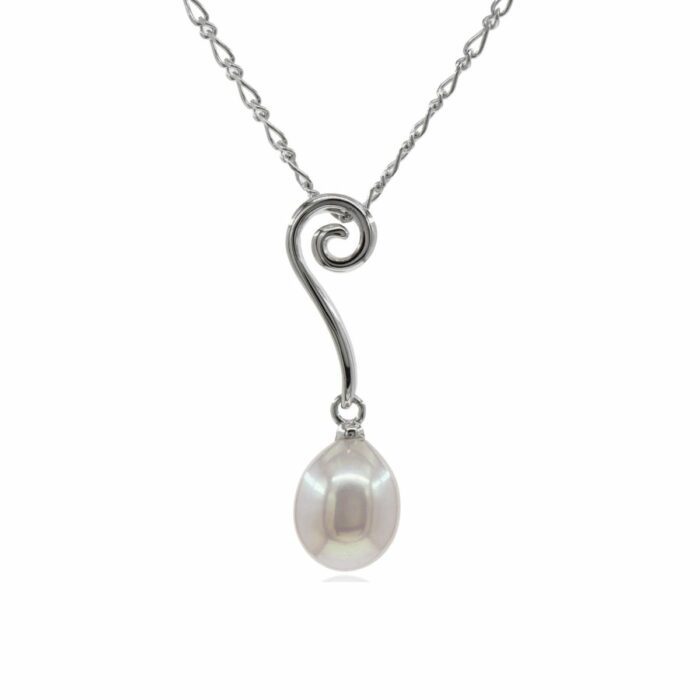 Mayfer,Collar de plata .925 modelo de serpentina y perla- Plateado. - Imagen 2