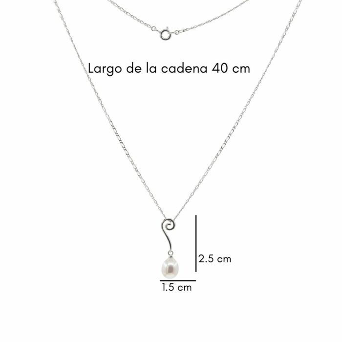 Mayfer,Collar de plata .925 modelo de serpentina y perla- Plateado. - Imagen 4