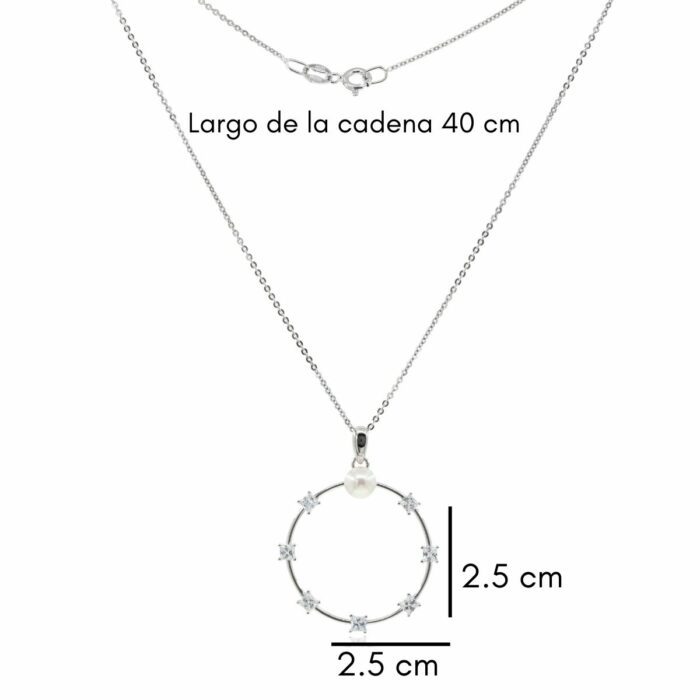 Mayfer,Collar de plata .925 modelo de perla y circonias - Plateado. - Imagen 4