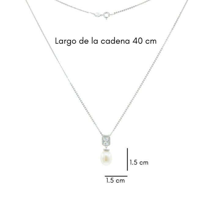 Mayfer,Collar de plata .925 modelo de circonia y perla - Plateado. - Imagen 4