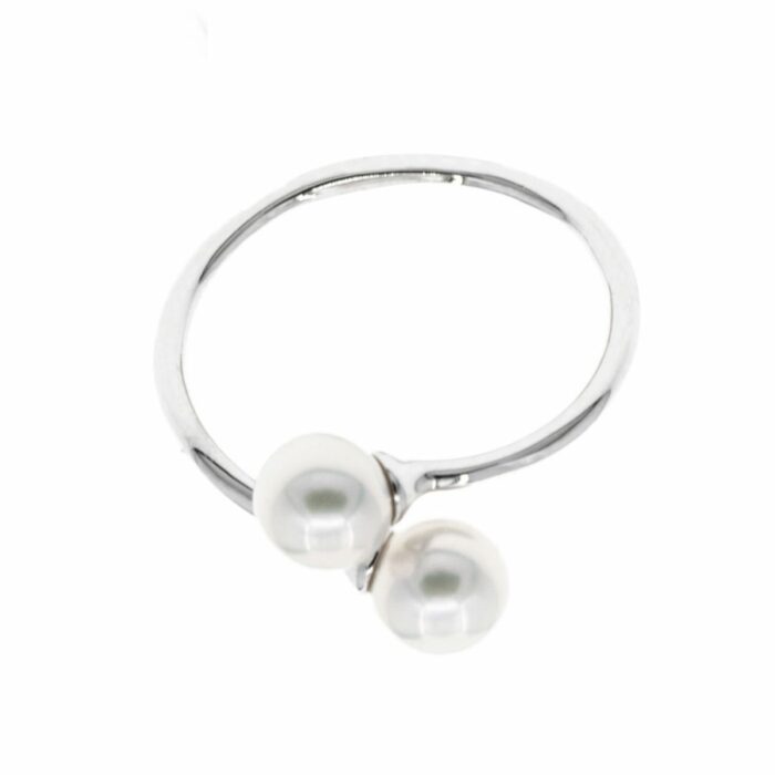 Mayfer,Anillo de plata .925 modelo envolvente con dos perlas- Plateado. - Imagen 2