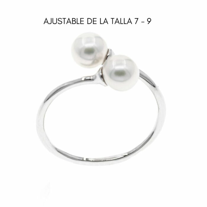 Mayfer,Anillo de plata .925 modelo envolvente con dos perlas- Plateado. - Imagen 4
