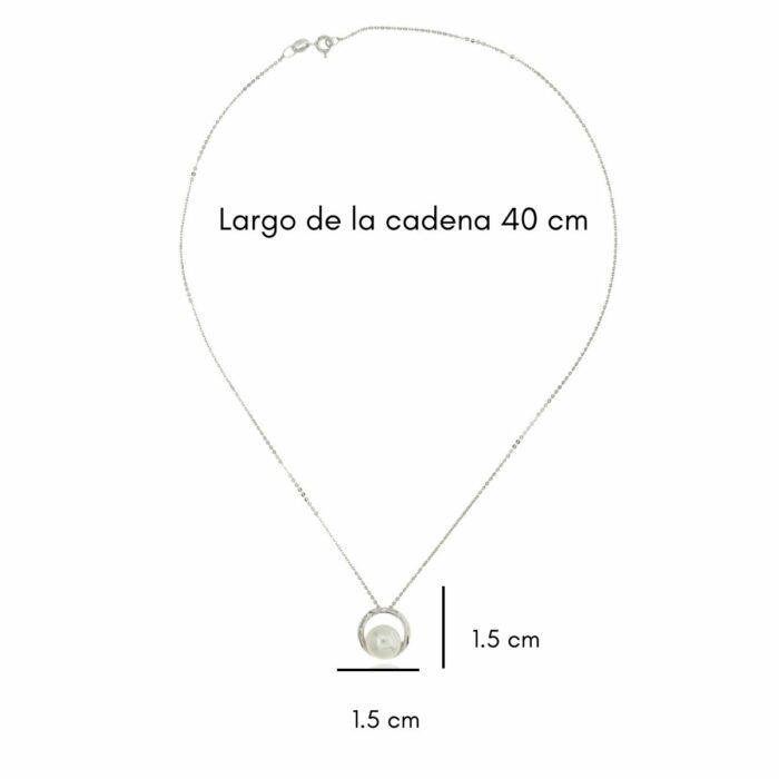 Mayfer,Collar de plata .925 modelo de circulo y perla de río - Plateado - Imagen 4