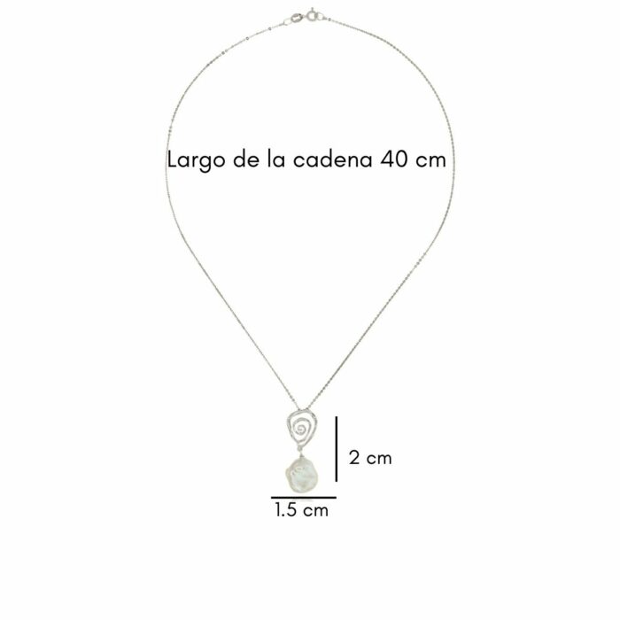 Mayfer,Collar de plata .925 modelo de espiral y con perla barroca- Plateado. - Imagen 4