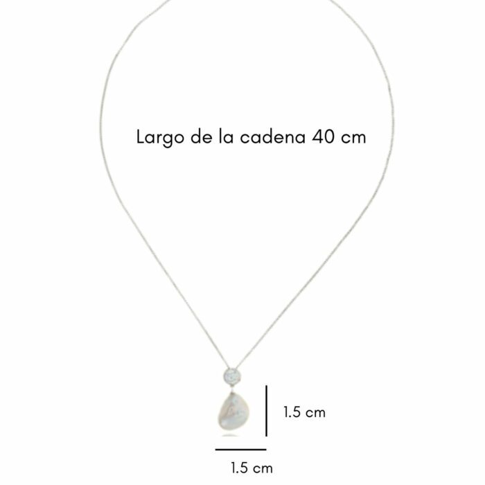 Mayfer,Collar de plata .925 modelo de circonia y perla barroca- Plateado. - Imagen 4