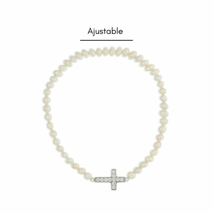 Mayfer,Pulsera de plata .925 modelo de cruz decorado y circonias- Plateado. - Imagen 4