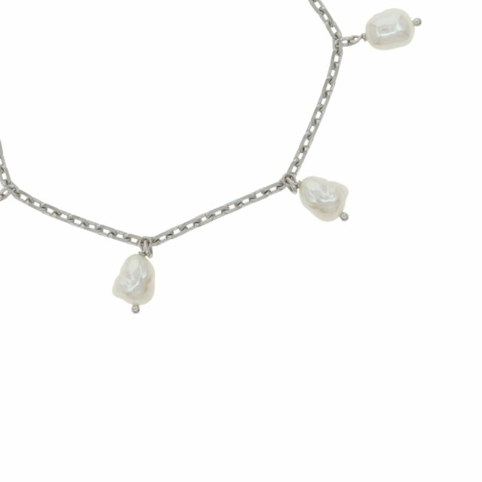 Mayfer,Pulsera de plata .925 modelo de charms perlas- Plateado. - Imagen 2