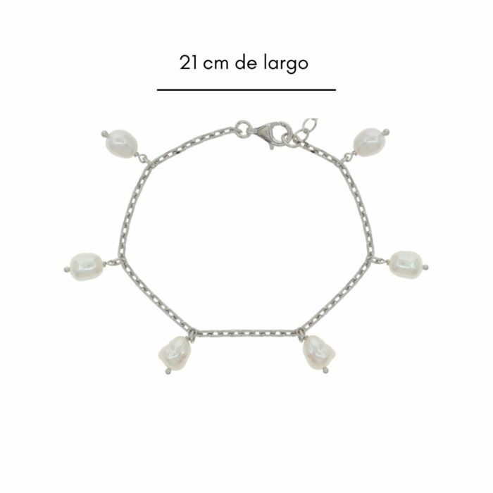 Mayfer,Pulsera de plata .925 modelo de charms perlas- Plateado. - Imagen 4