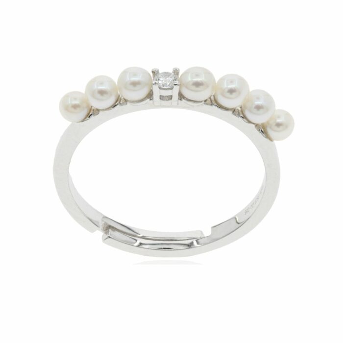 Mayfer,Anillo de plata .925 modelo de  6 perlitas - Plateado.