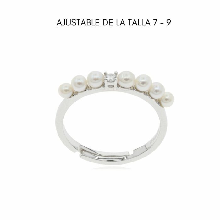 Mayfer,Anillo de plata .925 modelo de  6 perlitas - Plateado. - Imagen 3