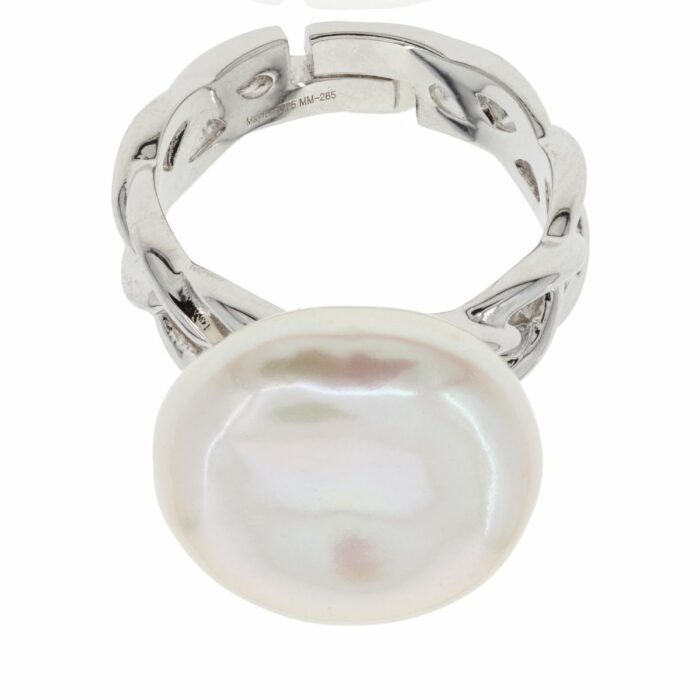 Mayfer,Anillo de plata .925 modelo de perla barroca grande - Plateado. - Imagen 2