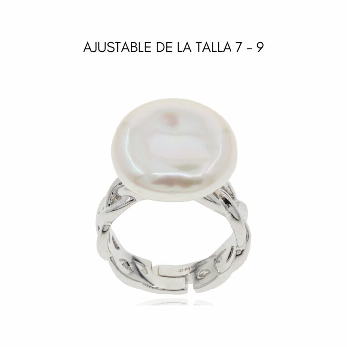 Mayfer,Anillo de plata .925 modelo de perla barroca grande - Plateado. - Imagen 4
