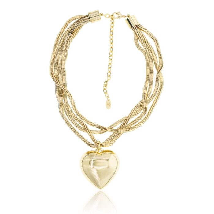 Mayfer,Collar modelo maxi corazón - Dorado.