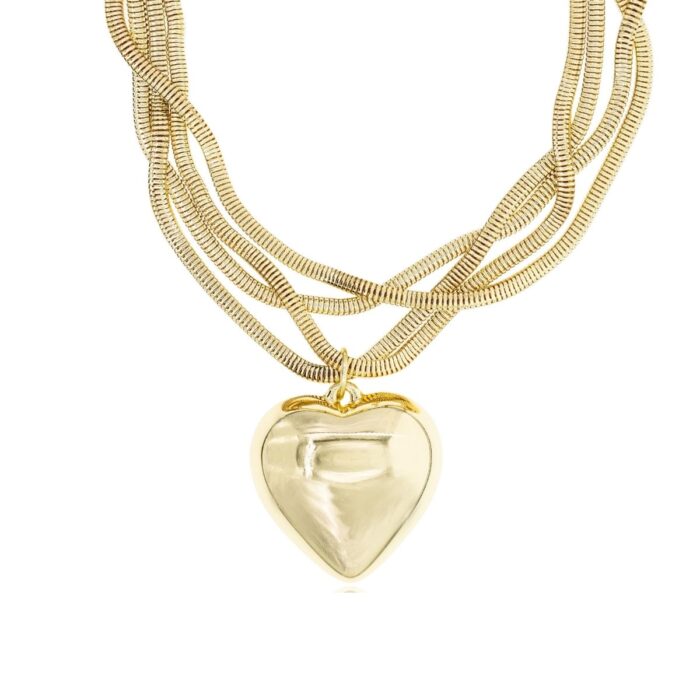 Mayfer,Collar modelo maxi corazón - Dorado. - Imagen 3