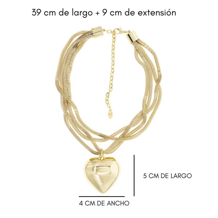 Mayfer,Collar modelo maxi corazón - Dorado. - Imagen 4