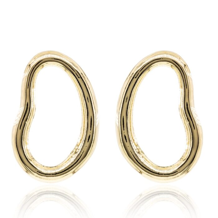 Mayfer,Aretes maxi  modelo de ovalo  - Dorado.