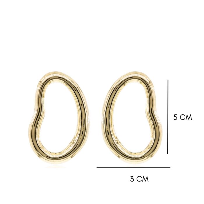 Mayfer,Aretes maxi  modelo de ovalo  - Dorado. - Imagen 4