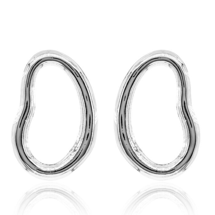 Mayfer,Aretes maxi modelo de ovalo  - Plateado.