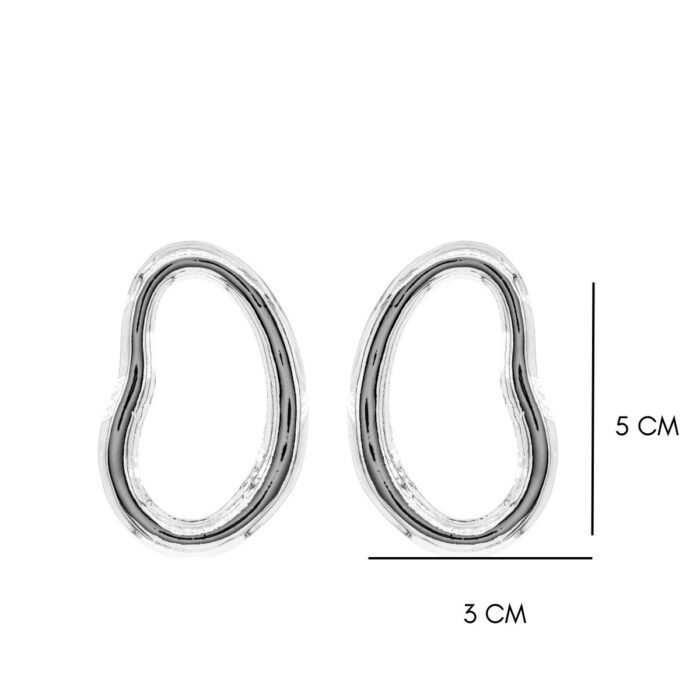 Mayfer,Aretes maxi modelo de ovalo  - Plateado. - Imagen 4