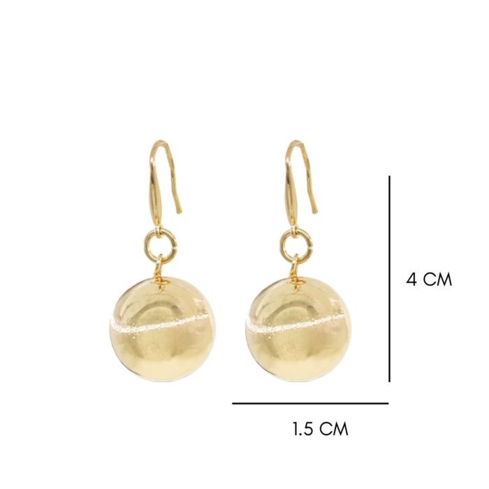 Mayfer, Aretes maxi modelo de esfera - Dorado. - Imagen 4