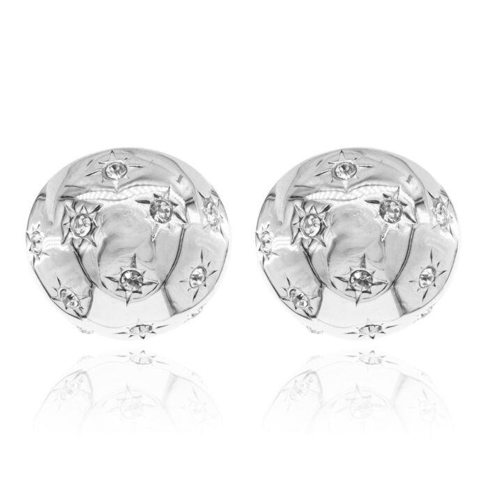 Mayfer,Aretes maxi modelo de crater - Plateado.