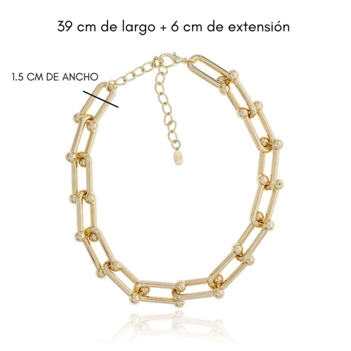 Mayfer,Collar modelo eslabón - Dorado. - Imagen 4