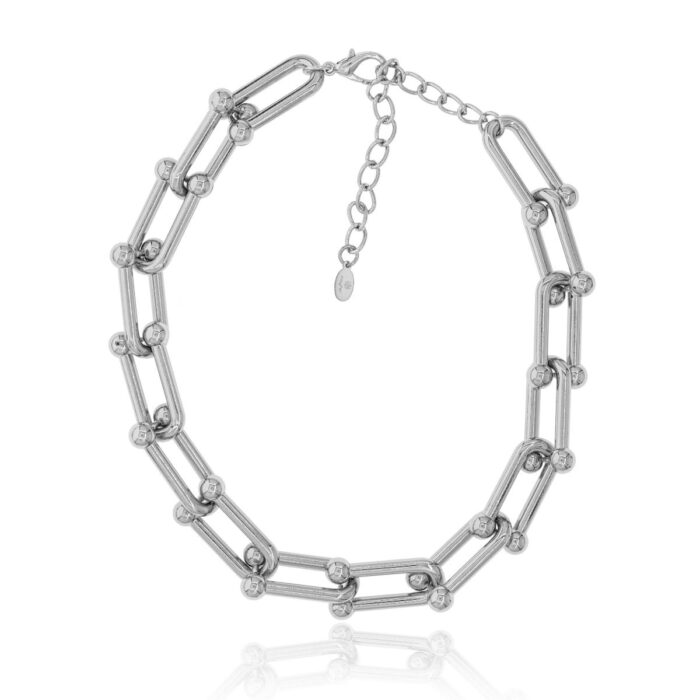 Mayfer,Collar modelo eslabón - Plateado.