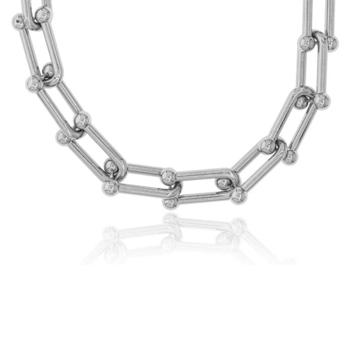 Mayfer,Collar modelo eslabón - Plateado. - Imagen 3