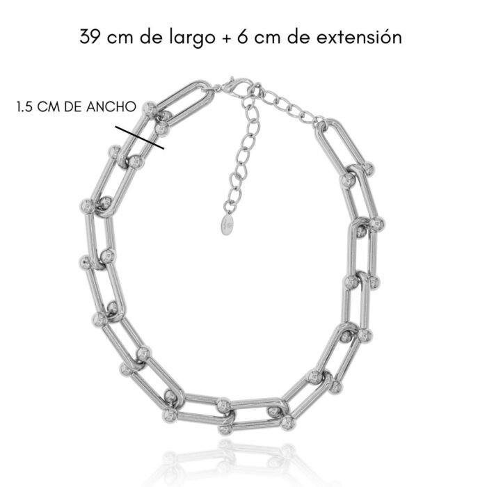 Mayfer,Collar modelo eslabón - Plateado. - Imagen 4