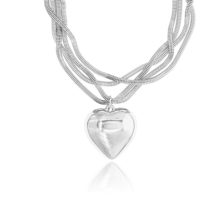 Mayfer,Collar  modelo  maxi corazón - Plateado. - Imagen 3