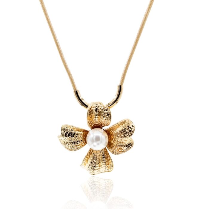 Mayfer,Collar modelo  maxi flor - Dorado. - Imagen 3
