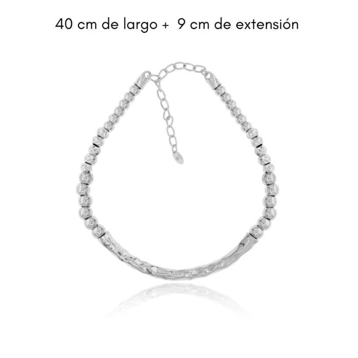 Mayfer,Choker modelo de esferas - Plateado. - Imagen 4