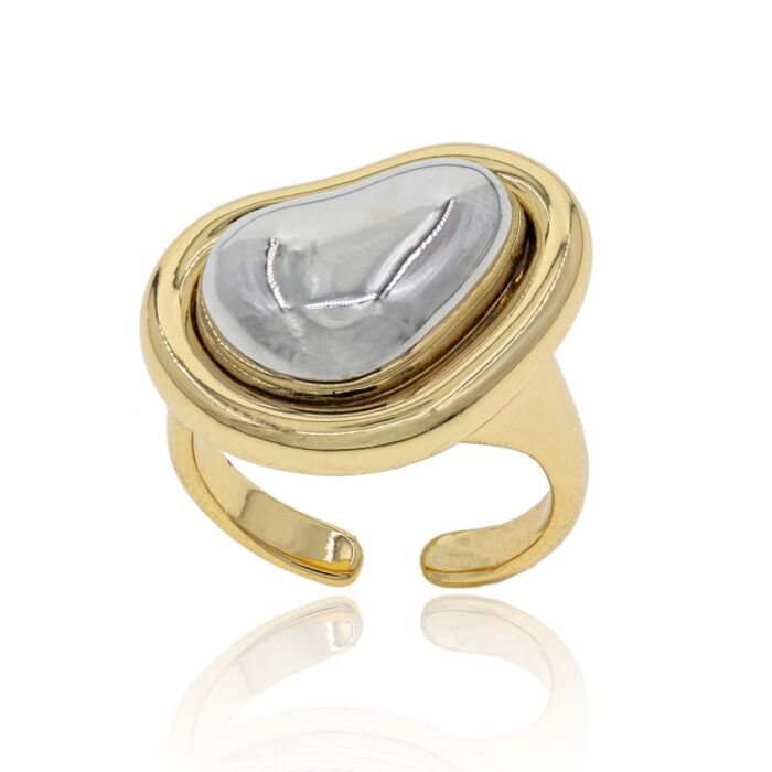 Mayfer,Anillo maxi modelo roca - Plateado.