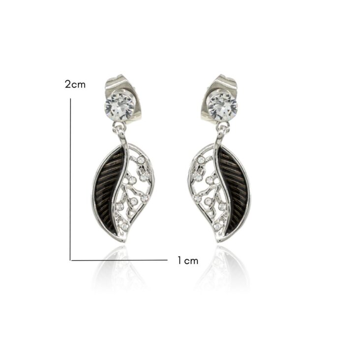 Mayfer, Aretes colgantes de hoja- Color Plateado. - Imagen 3