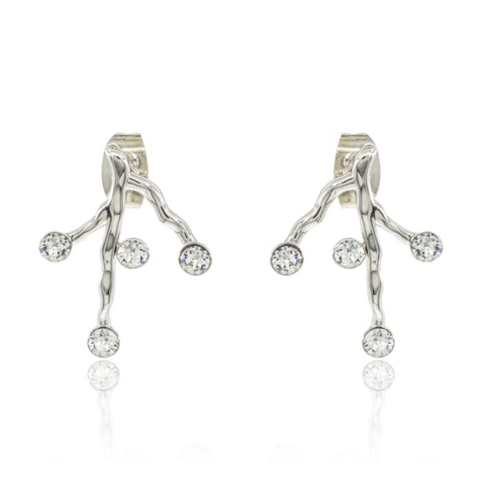 Mayfer, Aretes con diseño de Rama - Color Plateado.