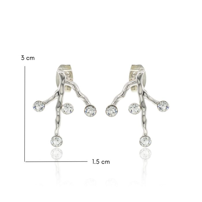Mayfer, Aretes con diseño de Rama - Color Plateado. - Imagen 2
