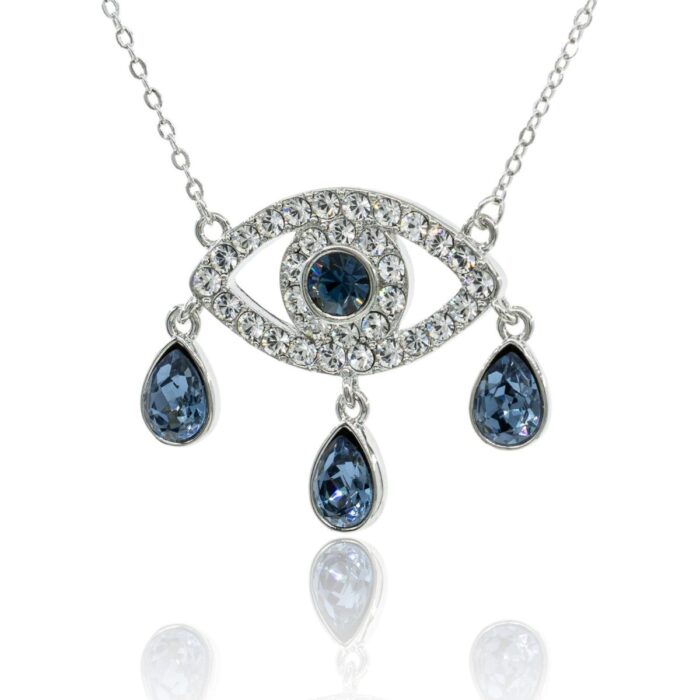 Mayfer, Collar con dije de ojo de la buena suerte - Color Plateado.