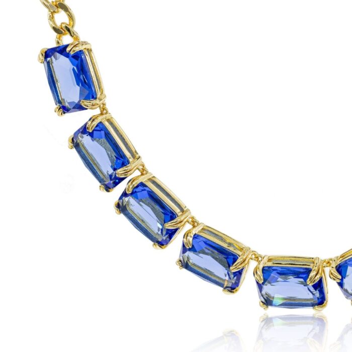 Mayfer, Collar de eslabones cristales azules- Color Dorado - Imagen 2