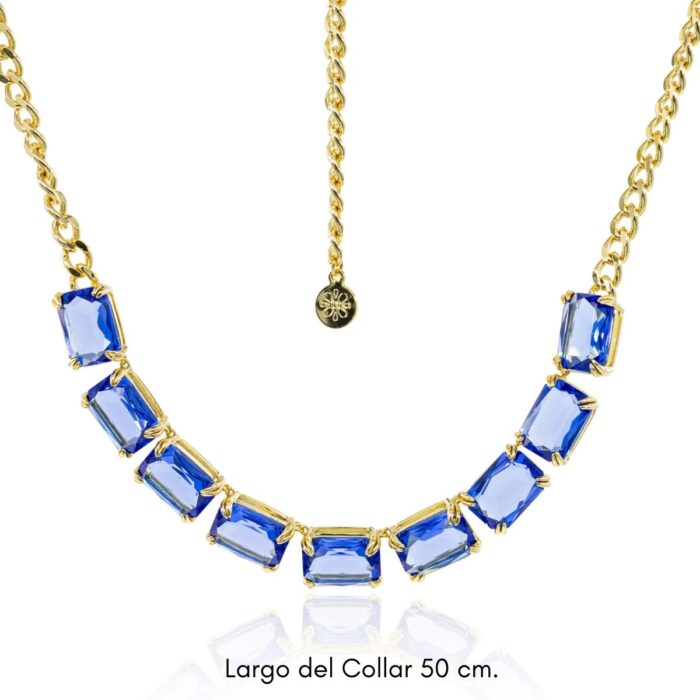 Mayfer, Collar de eslabones cristales azules- Color Dorado - Imagen 3