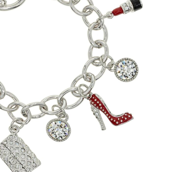 Mayfer, Pulsera con dijes femeninos- Color Plateado y rojo - Imagen 2