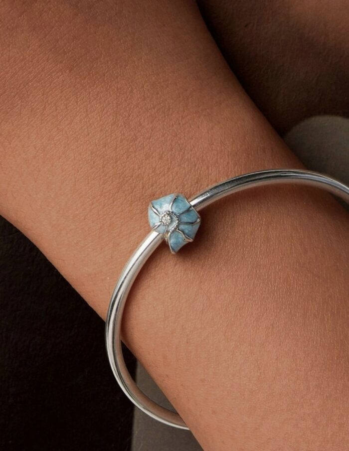 Mayfer|Charm con forma de caracol esmaltado - Color Plateado. - Imagen 4