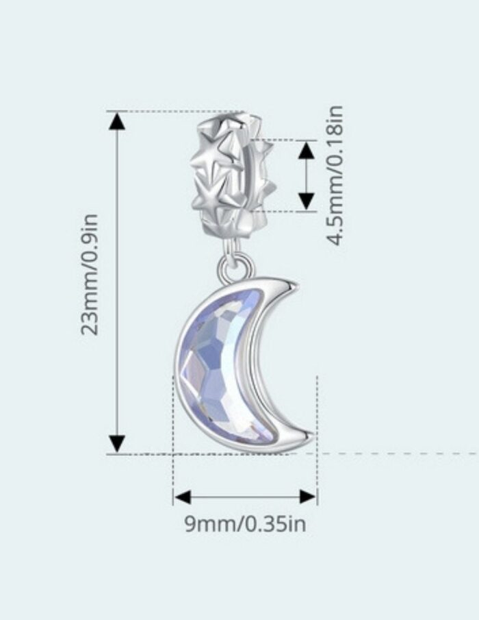 Mayfer | Charm con forma de  luna - Color Plateado. - Imagen 2
