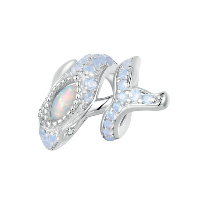 Mayfer |Charm con forma de ballena espiral - Color Plateado.