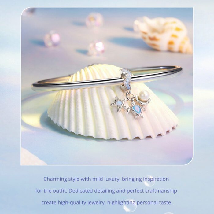Mayfer|Charm decorado con 3 dijes mar - Color Plateado. - Imagen 4