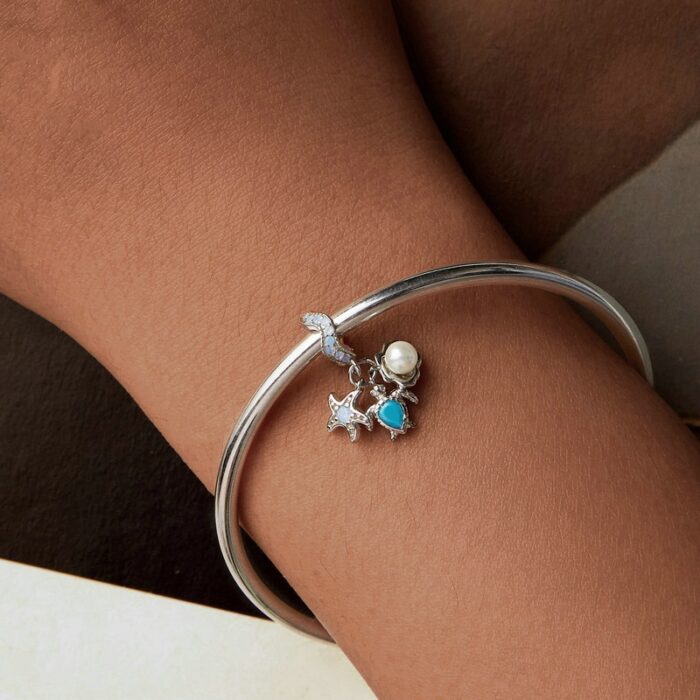 Mayfer|Charm decorado con 3 dijes mar - Color Plateado. - Imagen 3